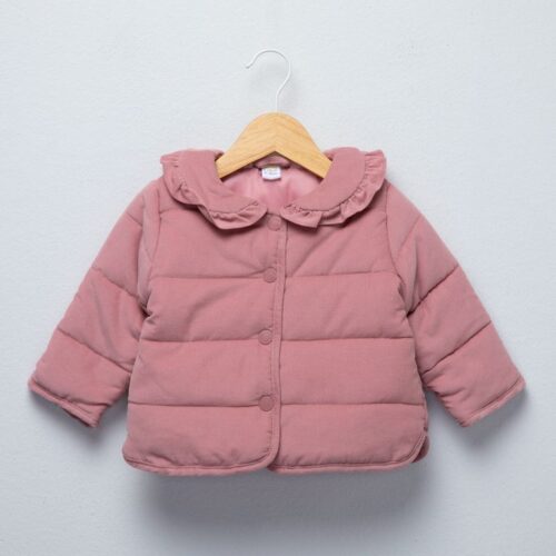Casaca rosa con cuello babero para bebé
